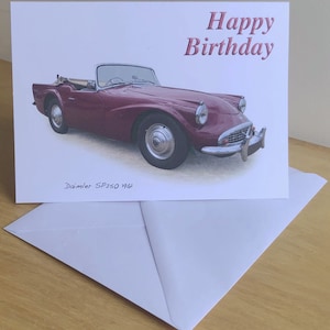 Daimler SP250 (Dart) 1961 - 5 x 7 cali Wszystkiego najlepszego z okazji urodzin, rocznicy, przejścia na emeryturę lub zwykła kartka z kopertą