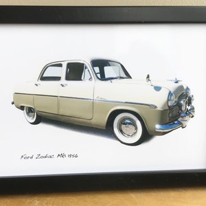 Ford Zodiac Mk1 1956 - Fotografia (4 x 6 pollici) in cornice nera o bianca - Il regalo perfetto per gli appassionati di auto d'epoca Ford