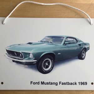 Ford Mustang Fastback 1969 - Aluminiumplakett - Två storlekar A5 eller 203 x 304 mm - Perfekt present till amerikanska Ford-fans