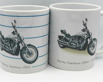Harley-Davidson VRSC-VROD - Taza de cerámica de 325 ml (11 oz) - Lisa o con diseño de rayas