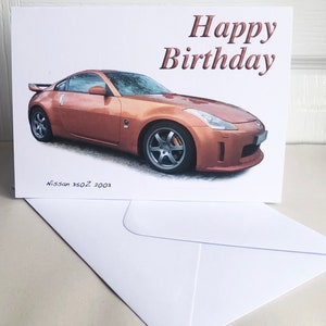Nissan 350z 2003 - 5 x 7in Happy Birthday, Happy Anniversary, Happy Pensioen of gewone wenskaart met envelop