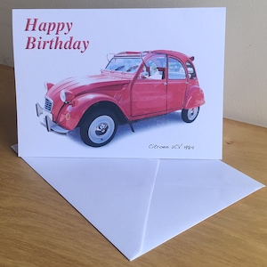 Citroen 2CV 1984 - 5 x 7 pol. Feliz Aniversário, Feliz Aniversário, Feliz Aposentadoria ou Cartão Simples com Envelope