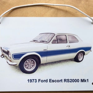 Ford Escort RS2000 Mk1 1973 Aluminium Plaque Two sizes A5 or 203 x 304mm Ideal Present for the Ford Enthusiast image 1