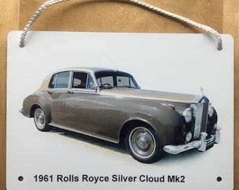 Rolls Royce Silver Cloud Mk2 1961 - Aluminium Plaque - Two sizes A5 or 203 x 304mm - Gift for British Luxury Car Enthusiast