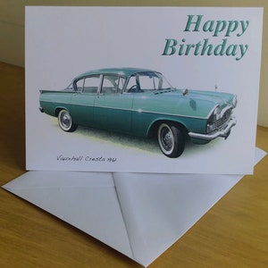 Vauxhall Cresta PA 1961 - 5 x 7 pulgadas Feliz cumpleaños, feliz aniversario, feliz jubilación o tarjeta de felicitación sencilla con sobre