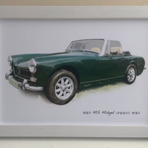 MG Midget 1275cc 1972 - Photograph (4 x 6in) in Black or White coloured frame - Perfect Gift for the MG Sports Car Enthusiast