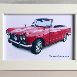 Triumph Vitesse Convertible 1967 - Photograph (4 x 6in) in either a Black or White  coloured frame - Gift for the Classic Car Enthusiast