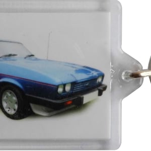 Ford Capri 2.8i 1986 (Blue) - Keyring with 50 x 35mm Insert - Novelty Gift for the Car Enthusiast - Free Delivery UK Mainland