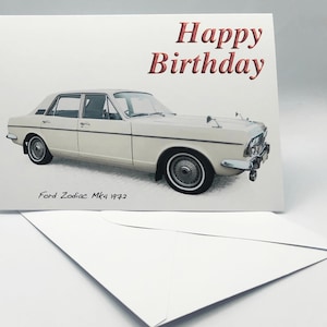 Ford Zodiac Mk4 1972 - Tarjeta de felicitación de feliz cumpleaños, feliz aniversario, feliz jubilación o simple con sobre, 5 x 7 pulgadas