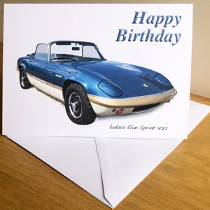 Lotus Elan Sprint 1972 (Blue) - 5 x 7in Happy Birthday, Happy Anniversary, Happy Retirement or Plain Greeting Card with Envelope
