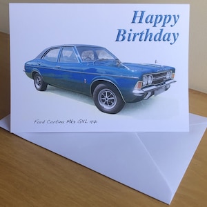 Ford Cortina Mk3 GLX 1971 - 13 x 18 cm Grußkarte mit Umschlag