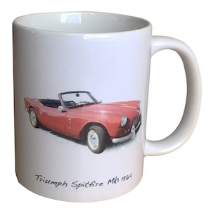 Triumph Spitfire Mk1 1964 - 11oz Ceramic Mug - Single, Pair or Set of Four - Ideal Gift for the Sports Car Enthusiasts