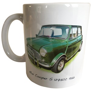 Mini Cooper S 1275 cm3 (Radford) 1966 - Mug en céramique 11 oz - Seule, paire ou lot de quatre - Le cadeau parfait pour les amateurs de mini