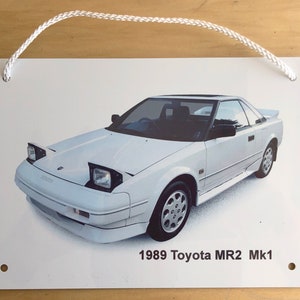 Toyota MR2 Mk1 1989 (White) - Aluminium Plaque - Two sizes A5 or 203 x 304mm - Gift for the Japanese Sports Car enthusiast