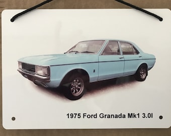 Ford Granada Mk1 1975 - Placa de aluminio - Dos tamaños A5 o 203 x 304 mm - Regalo ideal para un fan de Ford