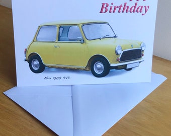 Mini 1000 1978 (Yellow) - 5 x 7in Happy Birthday, Happy Anniversary, Happy Retirement or Plain Greeting Card with Envelope