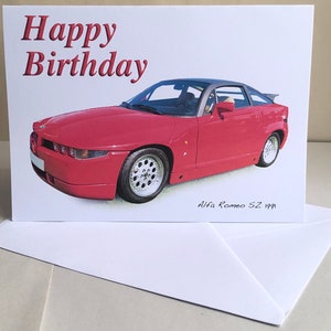 Alfa Romeo SZ 1991 - 5 x 7 pollici Buon compleanno, buon anniversario, felice pensione o semplice biglietto d'auguri con busta