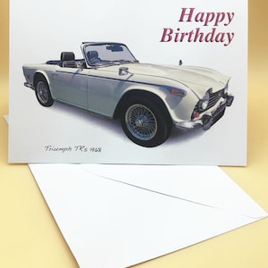Triumph TR5 1968 - Tarjeta de felicitación de feliz cumpleaños, feliz aniversario, feliz jubilación o sencilla de 5 x 7 pulgadas con sobre