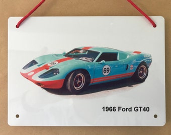 Ford ID 40 1966 - Aluminium Plakette - Zwei Größen A5 oder 203 x 304 mm - Ideales Geschenk für den Le Mans Rennwagen-Enthusiasten