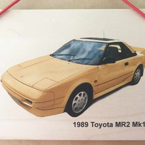 Toyota MR2 Mk1 1989 (Yellow) - Aluminium Plaque - Two sizes A5 or 203 x 304mm - Gift for the Japanese Sports Car enthusiast
