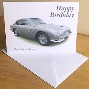 Aston Martin DB6 1965 – 12,7 x 17,8 cm buon compleanno, buon anniversario, felice pensione o semplice biglietto d'auguri con busta