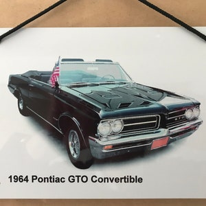 Pontiac GTO Cabriolet 1964 - Plaque en aluminium - Deux tailles A5 ou 203 x 304 mm - Cadeau idéal pour les amateurs de voitures anciennes américaines