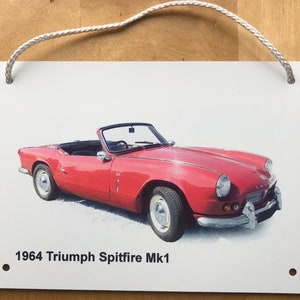 Triumph Spitfire Mk1 1964 - Aluminium Plaque - Two sizes A5 or 203 x 304mm - Sports car fun