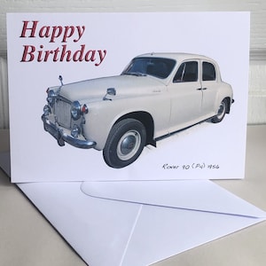 Rover 90 (P4) 1956 - 12,7 x 17,8 cm buon compleanno, buon anniversario, felice pensione o semplice biglietto d'auguri con busta