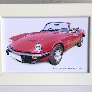 Triumph Spitfire 1500 1978 - Photograph (4 x 6in) in either a Black or White coloured frame - Gift for a British Sports Car enthusiast