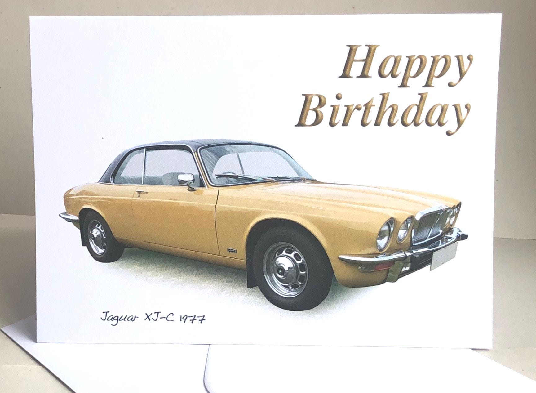 サンキューカード meimachi Jaguar XJ-C 1977 - 5x7in Greeting Card and Envelope - Happy
