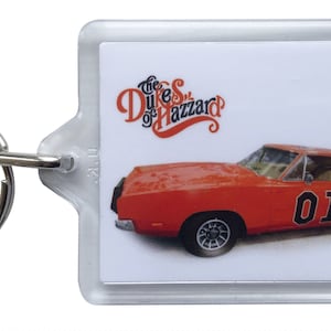 Dodge Charger 1969 (Dukes of Hazzard) - Porte-clés avec insert 50 x 35 mm - Cadeau pour les amateurs de cinéma ou de voiture - Livraison gratuite Royaume-Uni