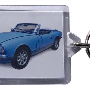 Triumph Spitfire Mk3 1967 (Blue) - Keyring with 50 x 35mm Insert - Novelty Gift for the Car Enthusiast - Free Delivery UK Mainland