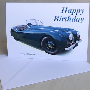 Jaguar XK120 1951 - 5 x 7in Happy Birthday, Happy Anniversary, Happy Pensioen of gewone wenskaart met envelop