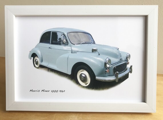 Morris 1100 1962年モデル ライトブルー Morris Minor 1000 1962 (pale Blue) - Photograph (4 X 6in) in