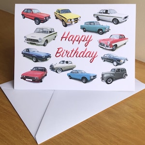 Auto d'epoca Ford - Biglietto d'auguri con busta, 5 x 7 pollici, per "Buon compleanno", "Buon anniversario", "Buon pensionamento" o semplice.
