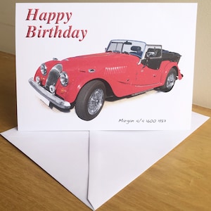 Morgan 4/4 1600 1983 - 5 x 7 pulgadas Feliz cumpleaños, feliz aniversario, feliz jubilación o tarjeta de felicitación simple con sobre