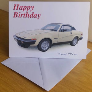 Triumph TR7 1981 - Tarjeta de felicitación de feliz cumpleaños, feliz aniversario, feliz jubilación o sencilla de 5 x 7 pulgadas con sobre