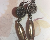 Vintage Button Earrings, Victorian