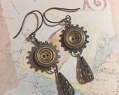 Vintage Button Earrings, Steampunk