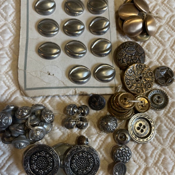 Vintage Metal Buttons - Destash Lot