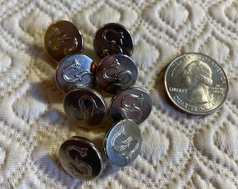 Vintage Waterbury 'S" Buttons, Set of 8