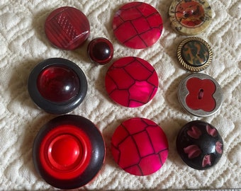 Antique Celluloid Buttons - Reds