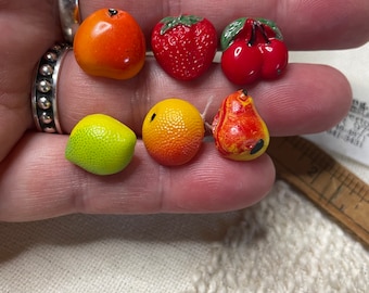 Glass Fruit Buttons - set of 6