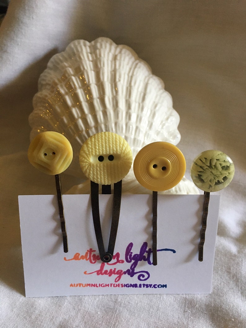 Vintage Button Hair Clips