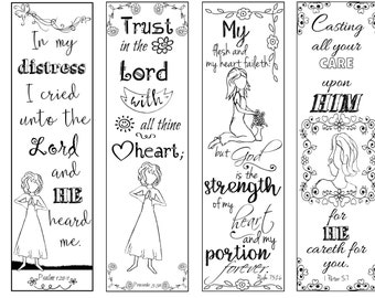bible verse bookmarks on the christian life bw color your own etsy