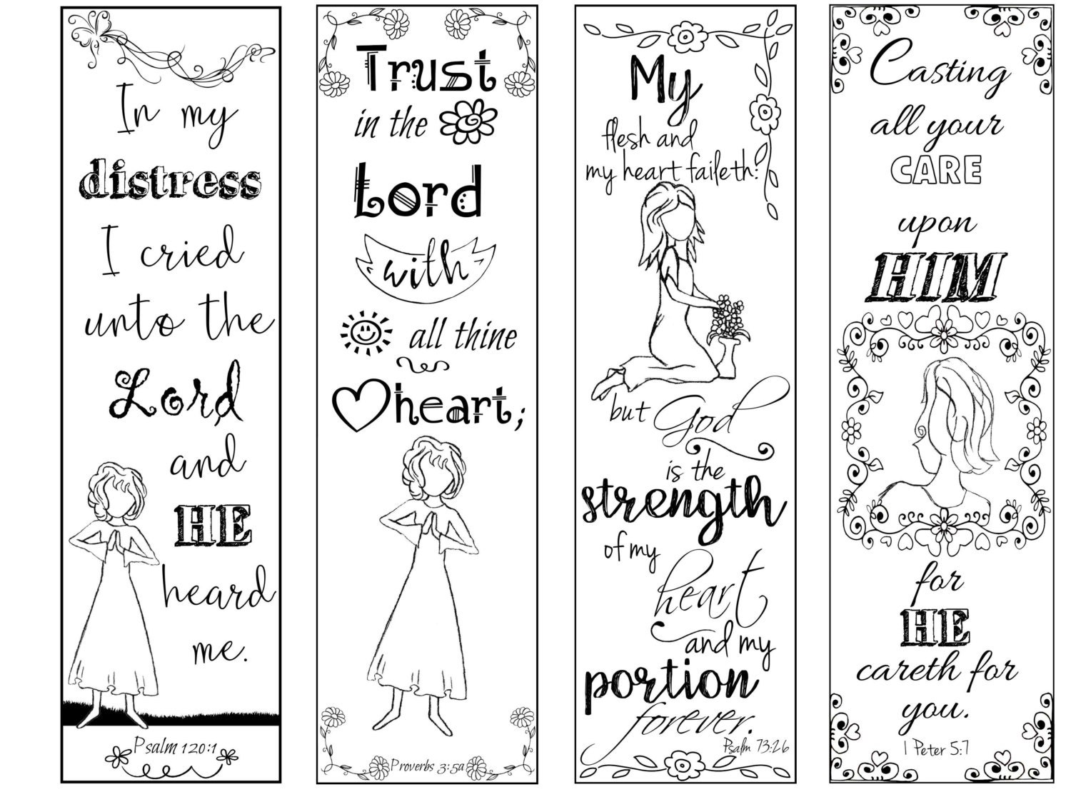 bible verse bookmarks on deliverance encouragement bw