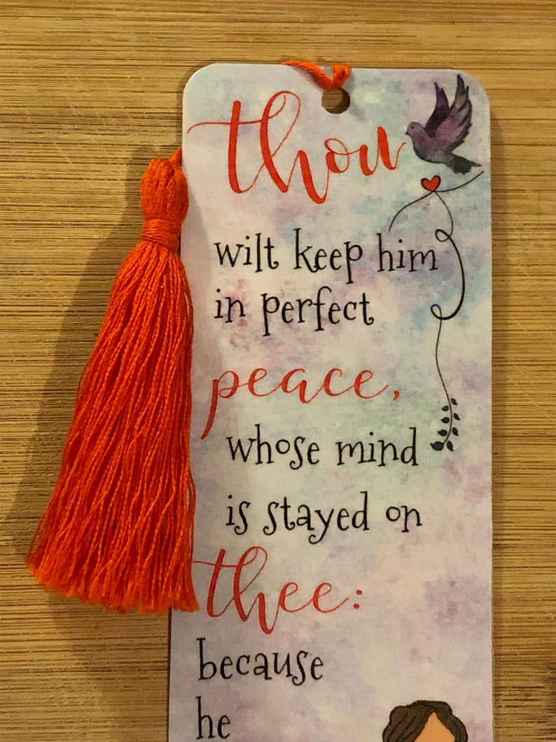 Bible Verse Bookmark Isaiah 263 handmade WITH tassel Etsy