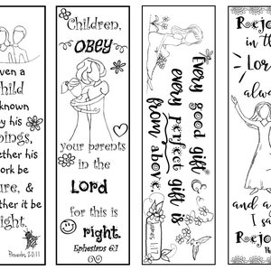 Bible Verse Bookmarks for Children B/W Color Your Own Print and Cut