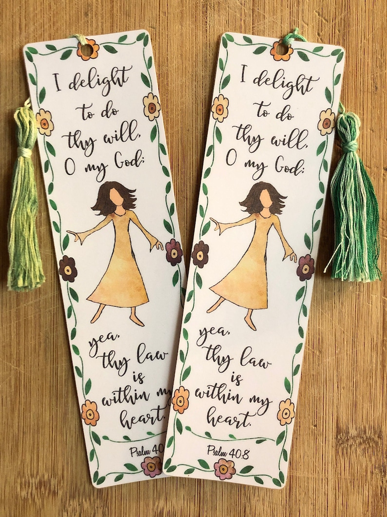 bible verse bookmark psalm 408 handmade with tassel etsy