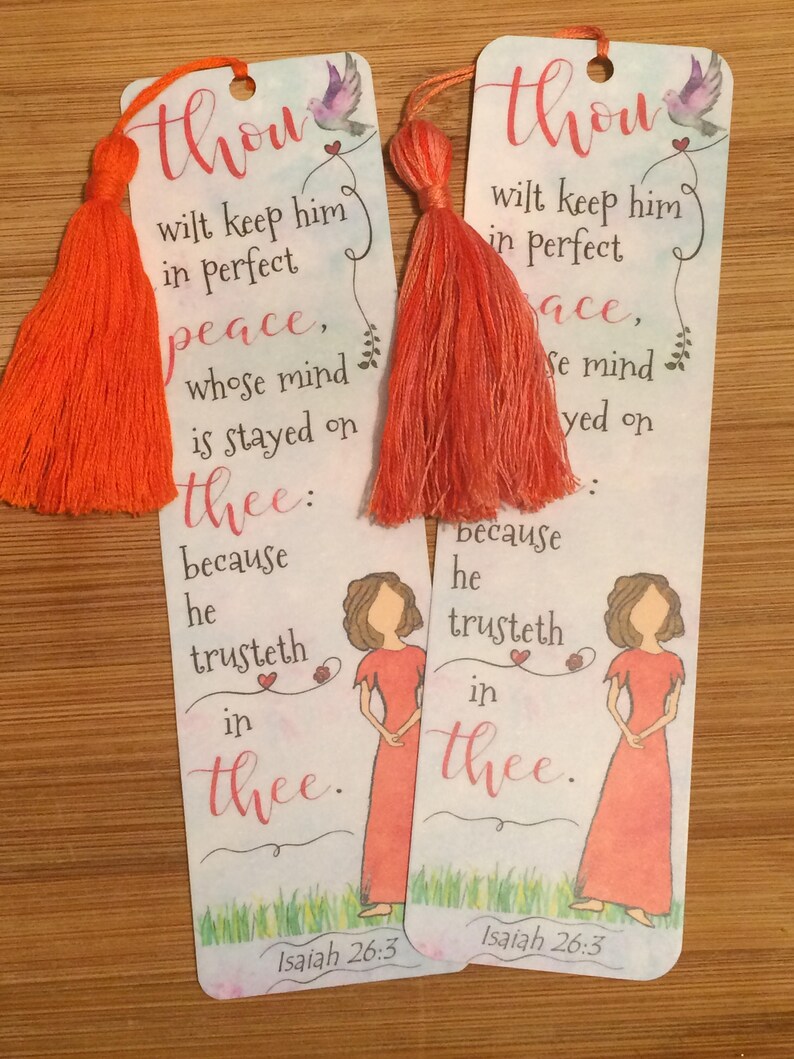 Bible Verse Bookmark Isaiah 263 handmade WITH tassel Etsy